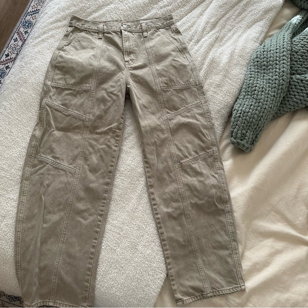 Women's Olive Gap High Rise Barrel Jeans Size 29/8 - Picture 3 of 5